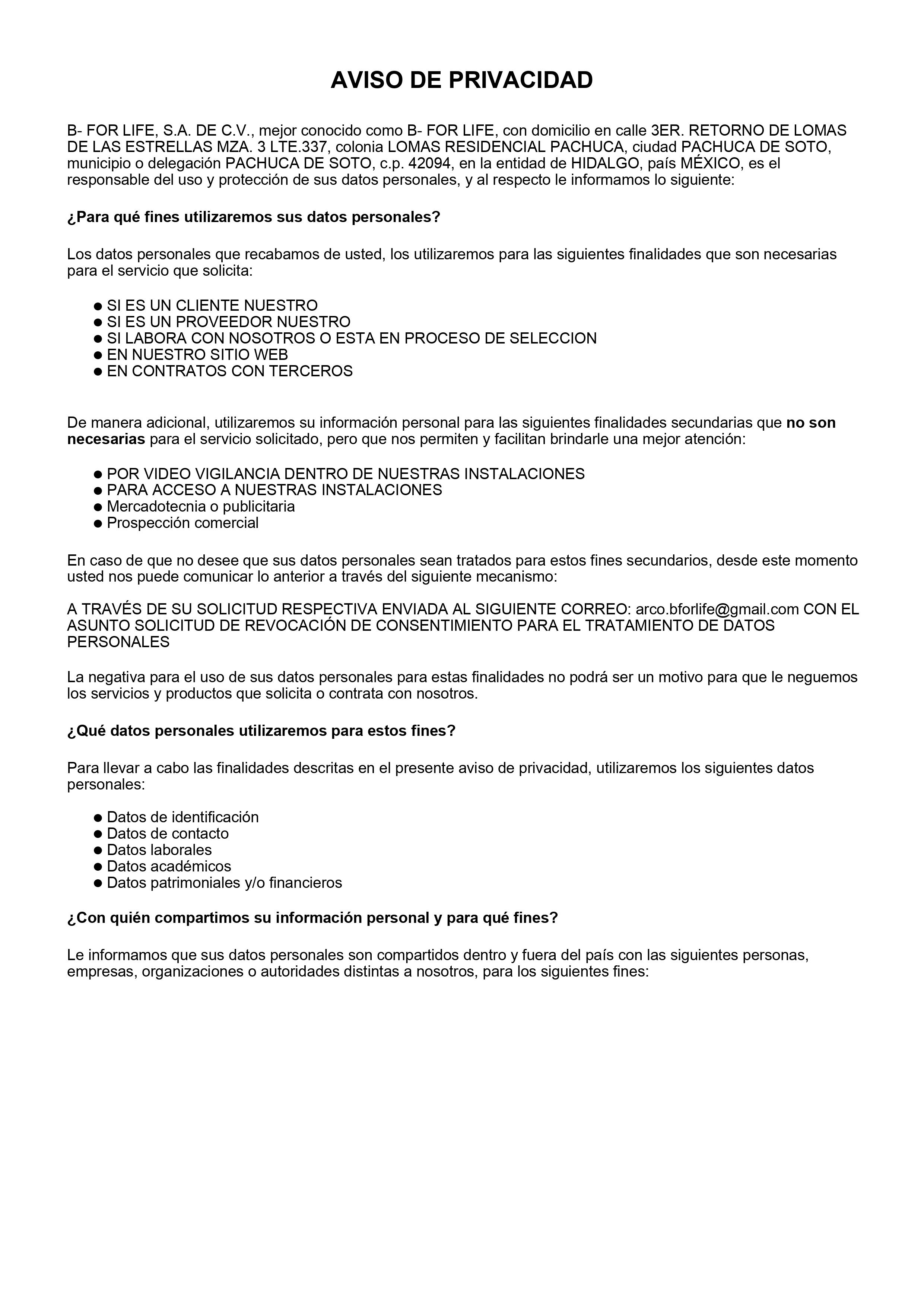 politica de privacidad
